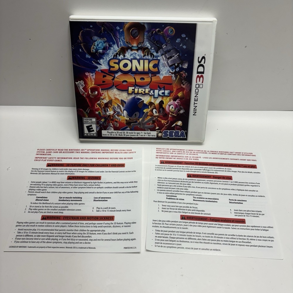 Sonic Boom: Fire & Ice Nintendo 3DS Game Case + Insert Only (NO GAME)